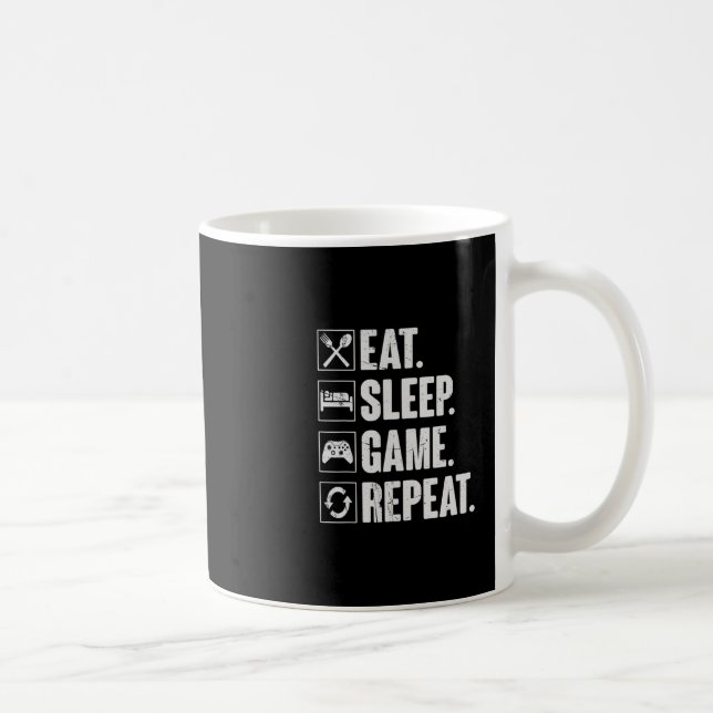 Caneca De Café Comer Dormir Jogo Repetir Vídeo Engraçado Presente (Direita)