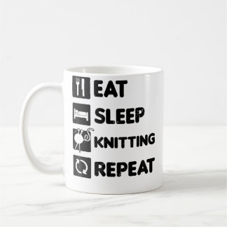 Caneca De Café Comer Dormir Repetir Design Avó Tricotando