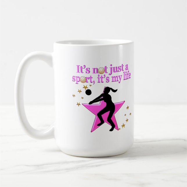 CANECA DE CAFÉ COMER, DORMIR, TREINAR, PINK VOLLEYBALL STAR DESIG (Esquerda)