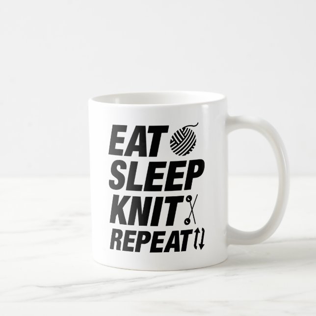 Caneca De Café Comer Dormir Tricotar Repetir (Direita)