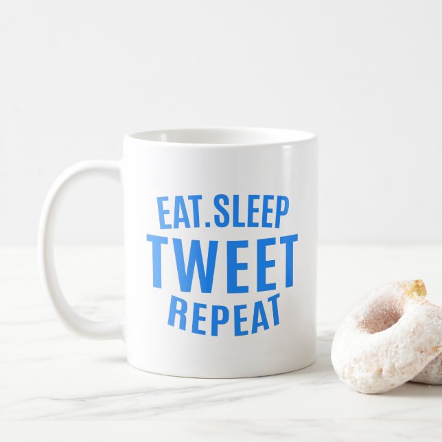 Caneca De Café Comer Dormir Tweet Repetir (Com Donut)
