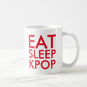 Caneca De Café Comer Kpop do Sono   Ventilador de música vermelho