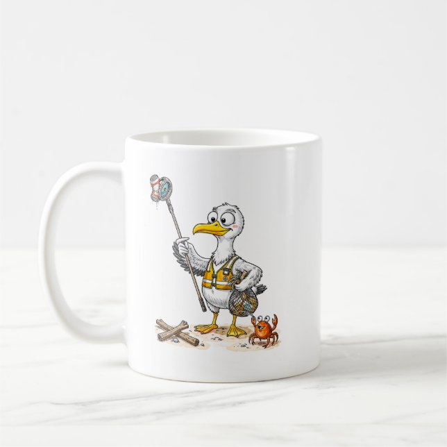 Caneca De Café Comic Bird Beach Cleanup Crew (Esquerda)
