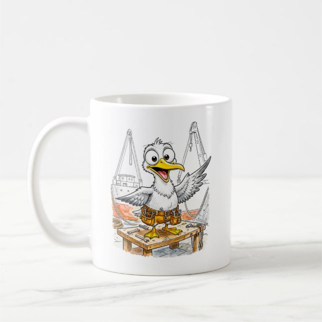 Caneca De Café Comic Bird Shipyard Worker (Esquerda)