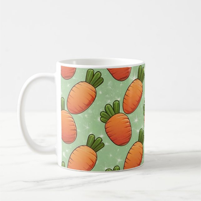 Caneca De Café Comic Carrots Light Green Classic Mug (Esquerda)