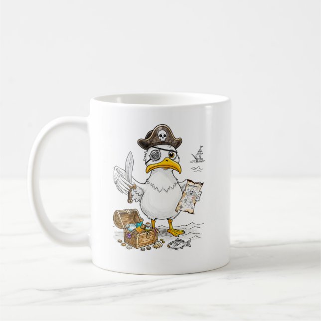 Caneca De Café Comic Pirate Bird Treasure Hunt (Esquerda)
