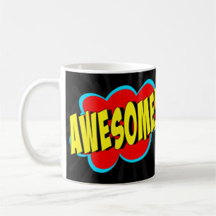 Caneca De Café Comic Pop Art Red Yellow AWESOME Novelny Engraçad
