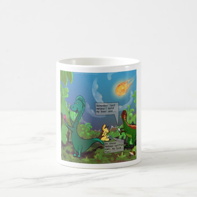 Caneca De Café Cômica Selfie de Dinossauro (Centro)