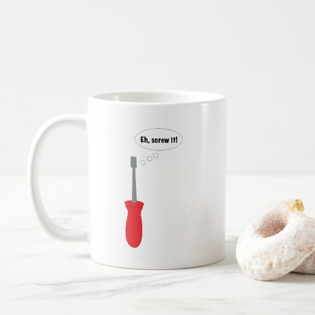 Caneca De Café Cômico Gráfico de Punção de Chave de Fenda "Ah, Qu (Com Donut)