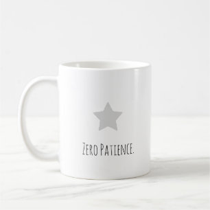 Caneca De Café Cômico "Zero Paciência" Tipografia Moderna Introve