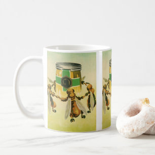 Caneca De Café Comida Antiga, Abelhas Orgânicas Dançando em Pote 