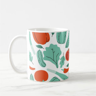Caneca De Café Comida de Cartoons Bonitos: Padrão de Vegetais Vib