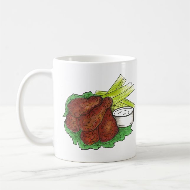 Caneca De Café Comida de CHURRASCO picante Buffalo Chicken Wings  (Esquerda)