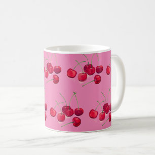 Caneca De Café Comida de padrão de fruta das cerejas vermelhas co