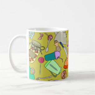Caneca De Café Comida de porta e utensílios, textura perfeita.
