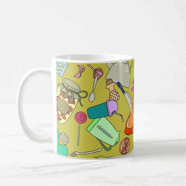 Caneca De Café Comida de porta e utensílios, textura perfeita. (Esquerda)