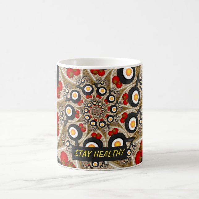 Caneca De Café Comida Engraçada De Arte Fractal, Tomates, Texto D (Centro)