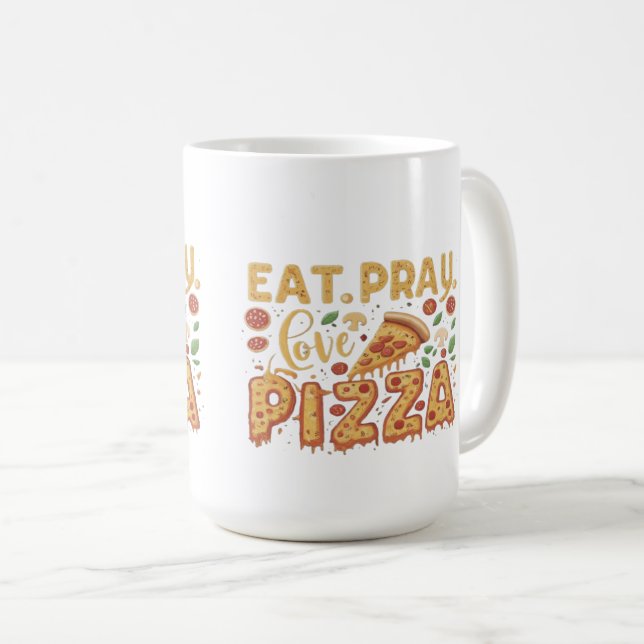 Caneca De Café Comida engraçada - Pizza: Uma fatia do céu (Frente Esquerda)