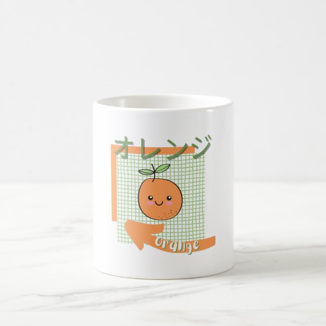 Caneca De Café comida kawaii- laranja, laranja, verde (Centro)