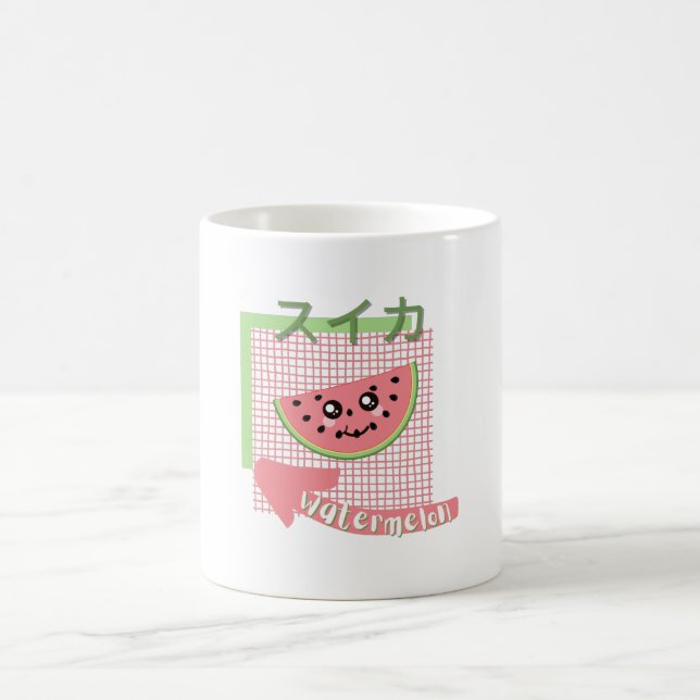 Caneca De Café comida kawaii- melancia fofa, rosa, verde (Centro)