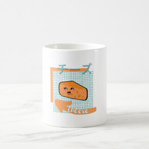 Caneca De Café comida kawaii- queijo giro, laranja, turquesa