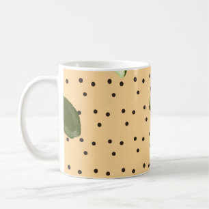 Caneca De Café Comidas saudáveis. Padrão abacado sem costura, aba
