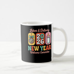 Caneca De Café Comitê de Boas-Vindas do Ano Novo 2026 em Trabalho