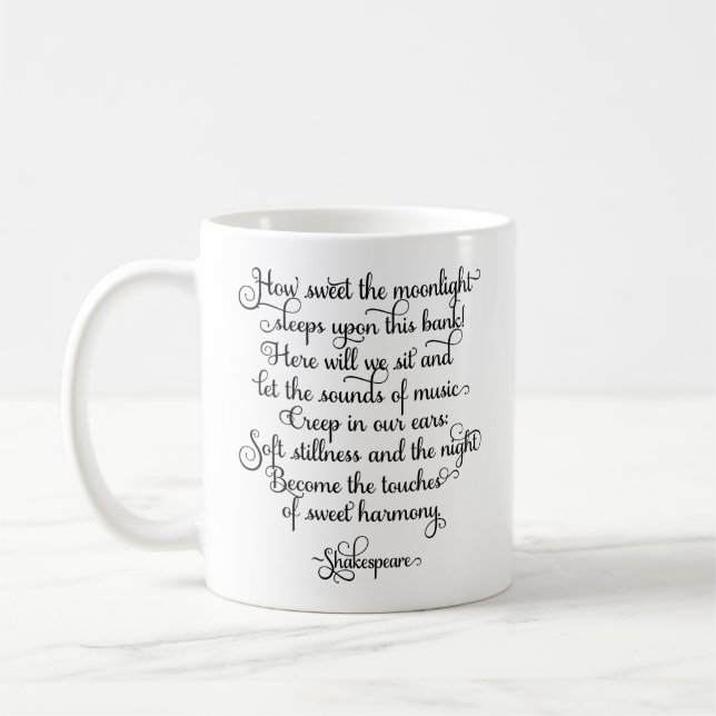 Caneca De Café Como doce o luar, citações de Shakespeare (Esquerda)