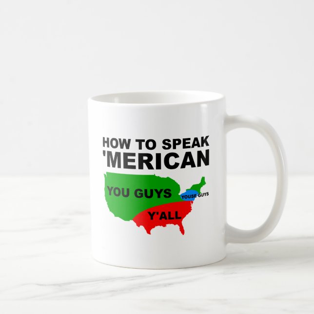 Caneca De Café Como Falar "Merican Funny Mug" (Direita)