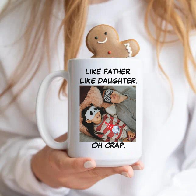 Caneca De Café Como Pai Como Filha Foto Preta (Criador carregado)
