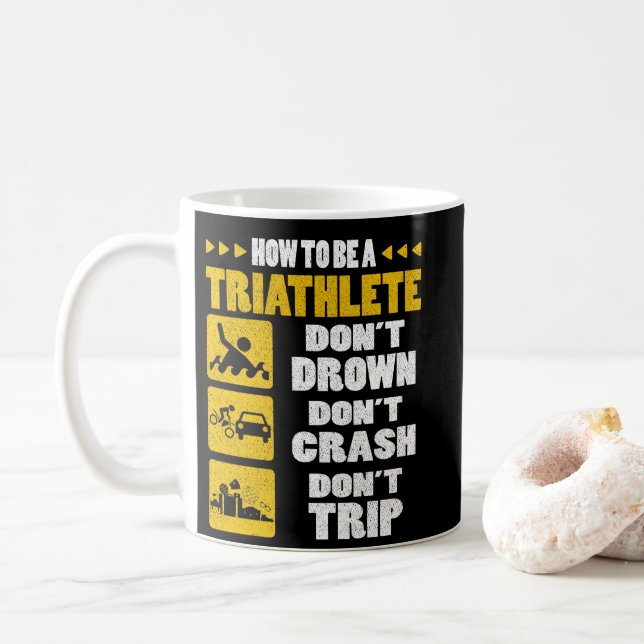 Caneca De Café Como ser um Triatleta Não se afogue Não caia (Com Donut)