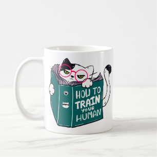 Caneca De Café Como Treinar Seu Gato Engraçado Humano com Óculos