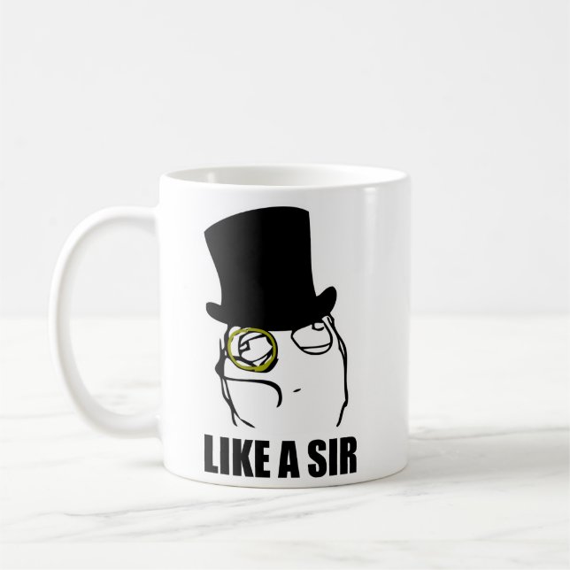 Caneca De Café Como um senhor Monocle Raiva Cara Meme (Esquerda)