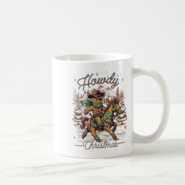 Caneca De Café Como vai o Natal Gingerbird Ocidental Cowboy Xmas  (Direita)