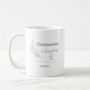 Caneca De Café Compaixão Personalizada em Todo Coração Botânico