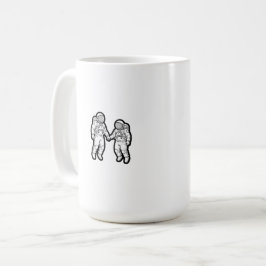 Caneca De Café Companheiros Cósmicos - Astronautas Segurando Mãos