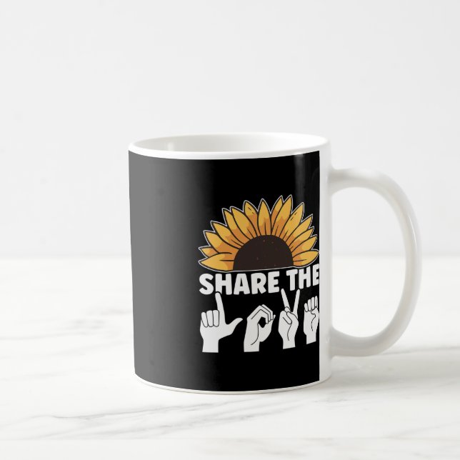 Caneca De Café Compartilhe o Amor Awarenes da Língua de Sinais Am (Direita)