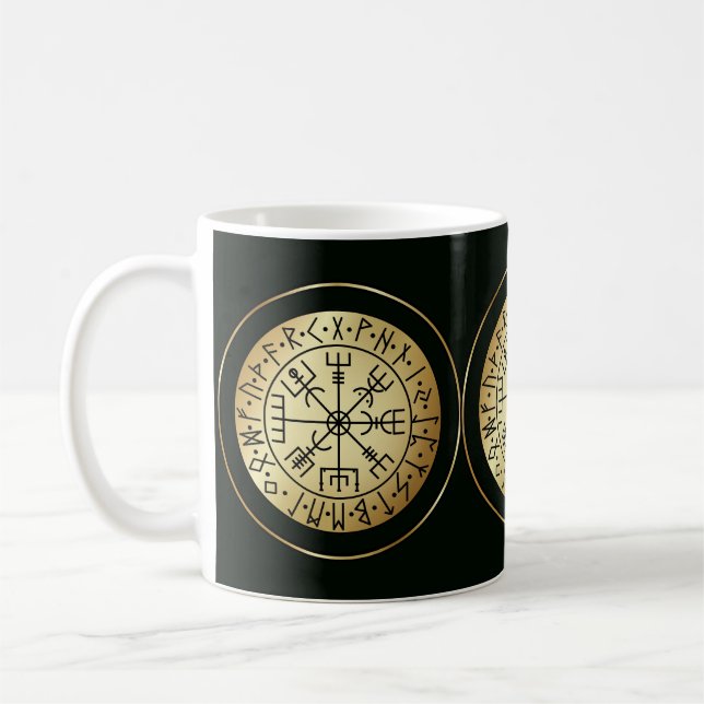 Caneca De Café Compass de Vegvisir: Corredores Guiantes da Islând (Esquerda)