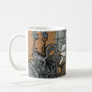 Caneca De Café Compass Rosa Vintage Navio Octopus Náutico