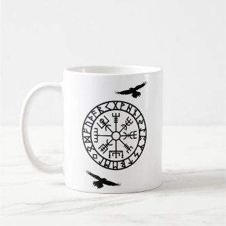 Caneca De Café Compasso nórdico, Runes, Huginn, Muninn, Viking