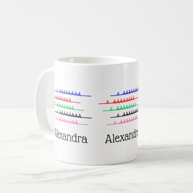 Caneca De Café Competição de Remo Feminino - Até Cinco Barcos (Frente Esquerda)