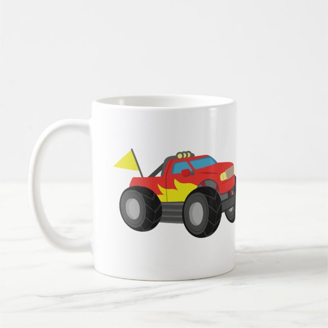 Caneca De Café Competindo o monster truck vermelho, para meninos (Esquerda)