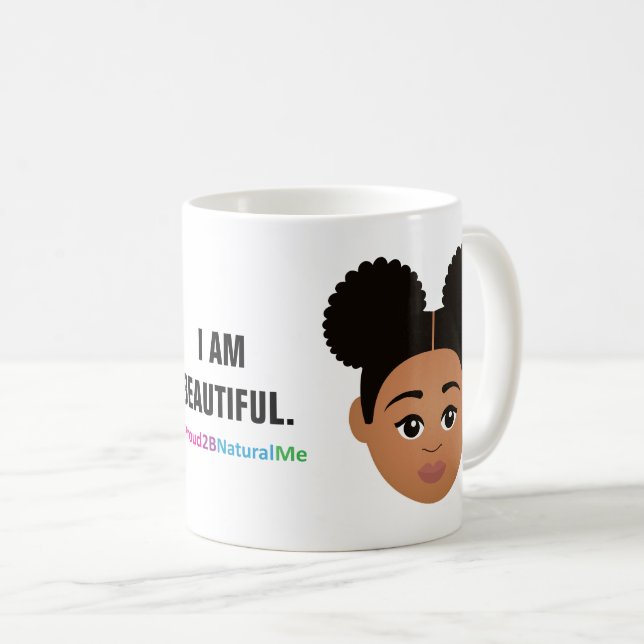 Caneca De Café Complexação #Proud2BNaturalMe "Sou LINDA" (Frente Esquerda)