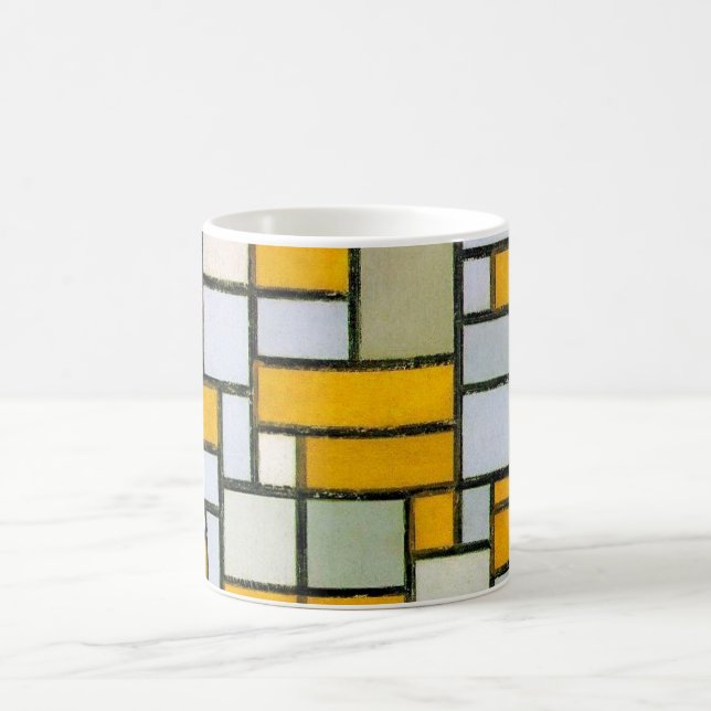 Caneca De Café Composição Amarelo e Cinzas, Mondrian (Centro)