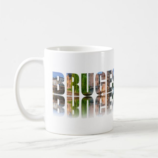 Caneca De Café Composição de fotos de texto Bruges (Esquerda)