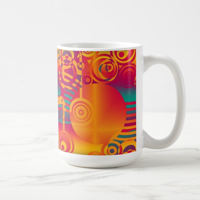 Caneca De Café Composição de Fundo - Círculo Colorido Moderno (Direita)