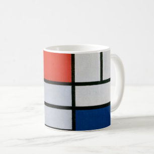 Caneca De Café Composição de Mondrian Vermelho, Amarelo, Azul, Pr