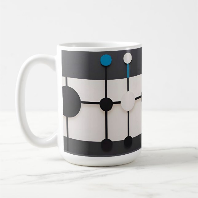 Caneca De Café Composição Geométrica Abstrata com Círculos (Esquerda)