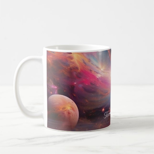 Caneca De Café Composição Geométrica Cósmica (Esquerda)