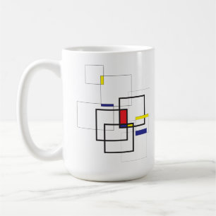 Caneca De Café Composição Geométrica Inspirada em Mondrian